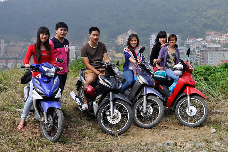 Riding motorbike on Tam Dao